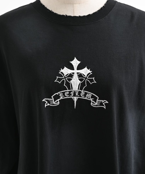 REFLEM(レフレム)の「REFLEM/レフレム』クロス刺繍L/S Tee/ロングスリーブカットソー(Tシャツ/カットソー・レディース・ブラック×ピンク/ブラック×ホワイト/グレー/ホワイト×ブラック・FREE)」の20枚目の写真