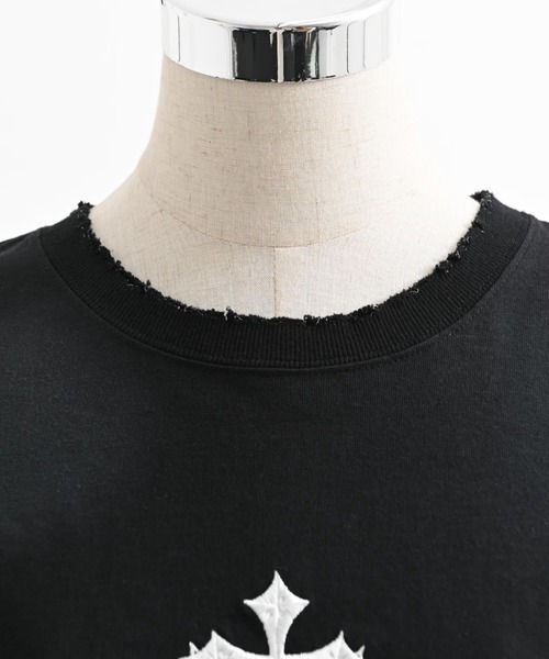 REFLEM(レフレム)の「REFLEM/レフレム』クロス刺繍L/S Tee/ロングスリーブカットソー(Tシャツ/カットソー・レディース・ブラック×ピンク/ブラック×ホワイト/グレー/ホワイト×ブラック・FREE)」の21枚目の写真