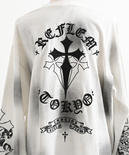 REFLEM(レフレム)の「REFLEM/レフレム』クロス刺繍L/S Tee/ロングスリーブカットソー(Tシャツ/カットソー・レディース・ブラック×ピンク/ブラック×ホワイト/グレー/ホワイト×ブラック・FREE)」の13枚目の写真