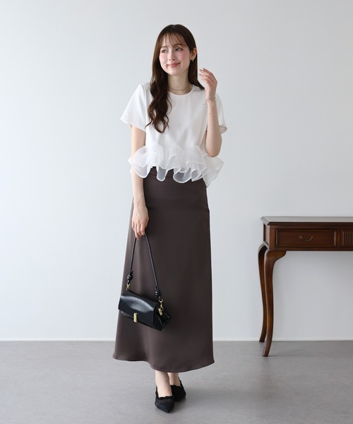 BLUEEAST(ブルーイースト)の「《新色追加》ドッキングペプラムカットトップス(Tシャツ/カットソー・レディース・ミント/ブラック/ホワイト/ブラウン・MEDIUM)」の10枚目の写真