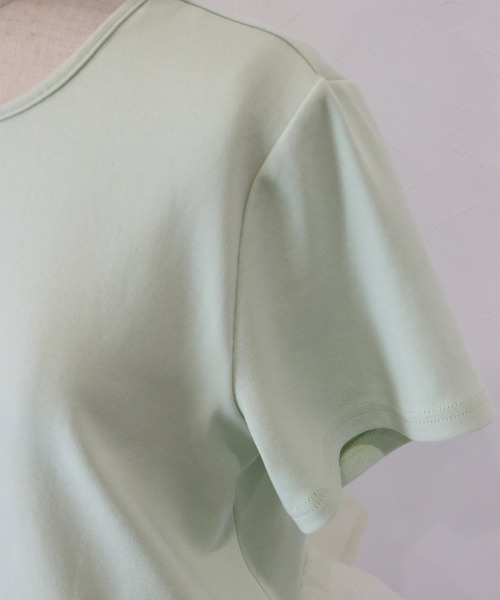 BLUEEAST(ブルーイースト)の「《新色追加》ドッキングペプラムカットトップス(Tシャツ/カットソー・レディース・ミント/ブラック/ホワイト/ブラウン・MEDIUM)」の22枚目の写真