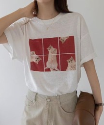 CHUN CHUN NOTES（チュンチュンノーツ）の「26SS/猫フォトプリントコットンルーズTシャツ（Tシャツ/カットソー）」