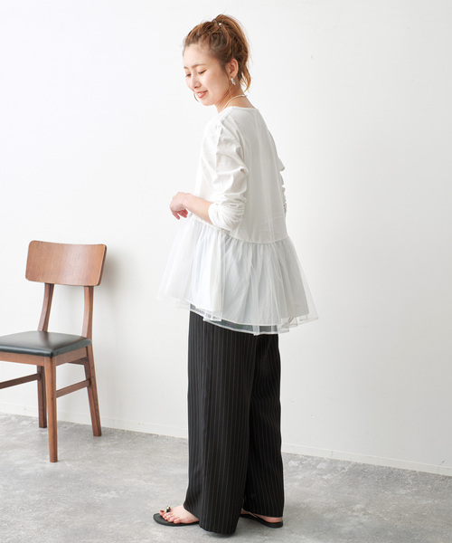 Spick & Span(スピックアンドスパン)の「《一部店舗+WEB限定》チュールコンビフレアプルオーバー(Tシャツ/カットソー・レディース・ブラック/モカ/ホワイト・FREE)」の18枚目の写真