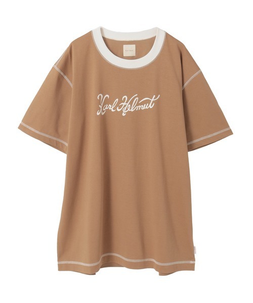 KARL HELMUT(カールヘルム)の「筆記体ロゴプリントTシャツ(Tシャツ/カットソー・メンズ・ベージュ/ブラック/キナリ・フリー)」の3枚目の写真