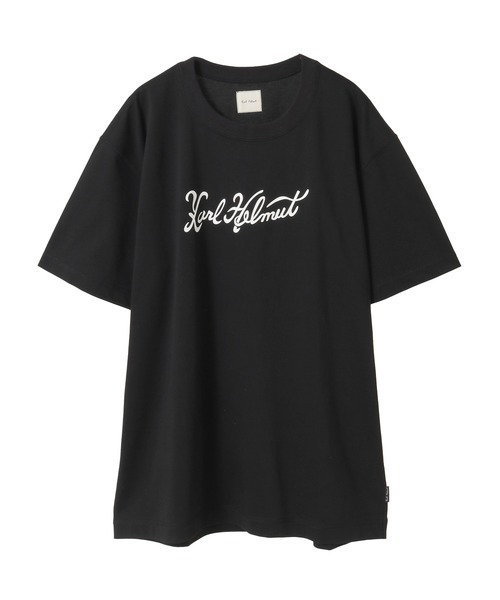 KARL HELMUT(カールヘルム)の「筆記体ロゴプリントTシャツ(Tシャツ/カットソー・メンズ・ベージュ/ブラック/キナリ・フリー)」の2枚目の写真