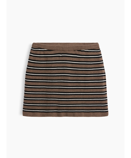 GAP(ギャップ)の「コットン100% ストライプ ニット ミニスカート・スコート(スカート・レディース・ブラウン・XS/M/S/L/XXS)」の1枚目の写真