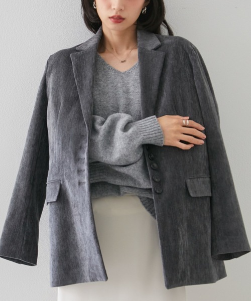 RANAN(ラナン)の「テーラードモールジャケット(テーラードジャケット・レディース・アイボリー/ブラウン/グレー・L/M/LL/S)」の3枚目の写真