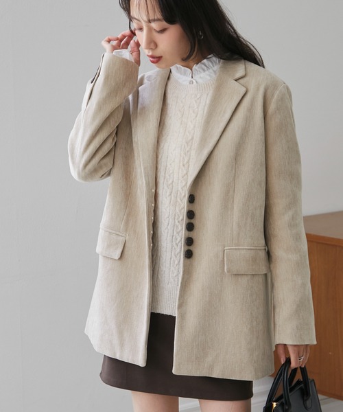 RANAN(ラナン)の「テーラードモールジャケット(テーラードジャケット・レディース・アイボリー/ブラウン/グレー・L/M/LL/S)」の11枚目の写真