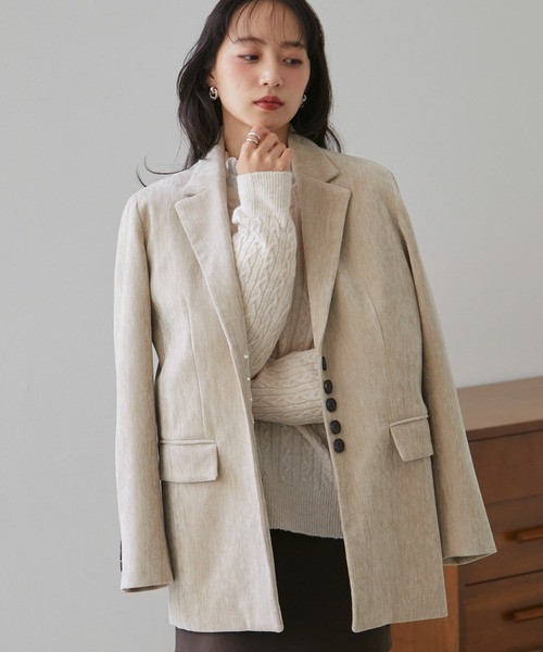 RANAN(ラナン)の「テーラードモールジャケット(テーラードジャケット・レディース・アイボリー/ブラウン/グレー・L/M/LL/S)」の12枚目の写真