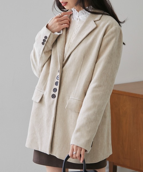 RANAN(ラナン)の「テーラードモールジャケット(テーラードジャケット・レディース・アイボリー/ブラウン/グレー・L/M/LL/S)」の13枚目の写真