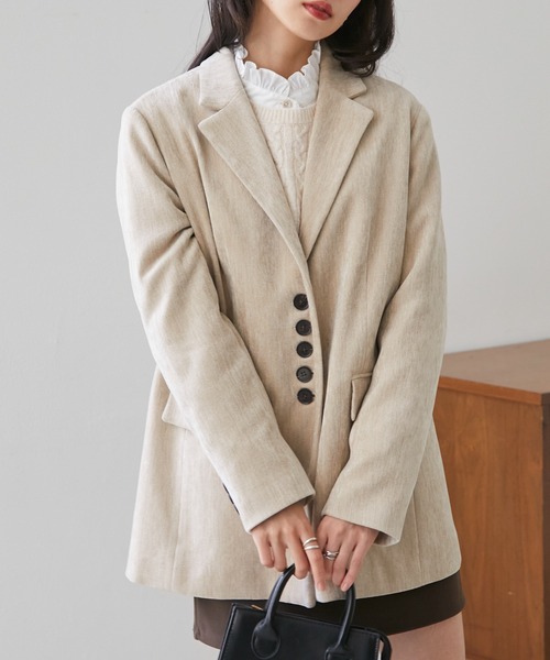 RANAN(ラナン)の「テーラードモールジャケット(テーラードジャケット・レディース・アイボリー/ブラウン/グレー・L/M/LL/S)」の14枚目の写真