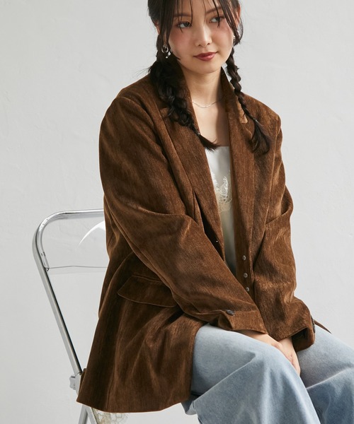 RANAN(ラナン)の「テーラードモールジャケット(テーラードジャケット・レディース・アイボリー/ブラウン/グレー・L/M/LL/S)」の4枚目の写真