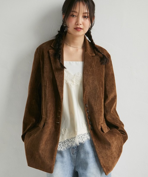 RANAN(ラナン)の「テーラードモールジャケット(テーラードジャケット・レディース・アイボリー/ブラウン/グレー・L/M/LL/S)」の5枚目の写真