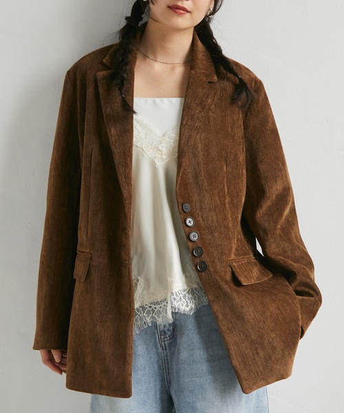 RANAN(ラナン)の「テーラードモールジャケット(テーラードジャケット・レディース・アイボリー/ブラウン/グレー・L/M/LL/S)」の6枚目の写真