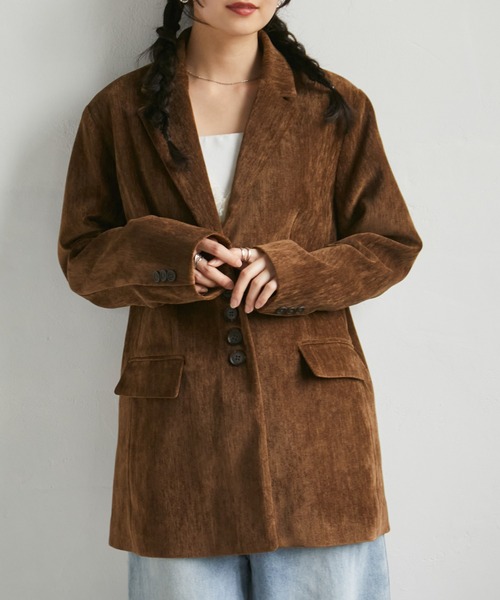 RANAN(ラナン)の「テーラードモールジャケット(テーラードジャケット・レディース・アイボリー/ブラウン/グレー・L/M/LL/S)」の9枚目の写真
