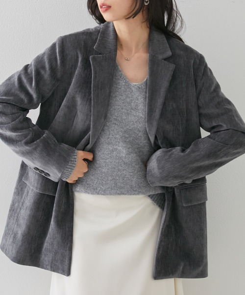 RANAN(ラナン)の「テーラードモールジャケット(テーラードジャケット・レディース・アイボリー/ブラウン/グレー・L/M/LL/S)」の15枚目の写真