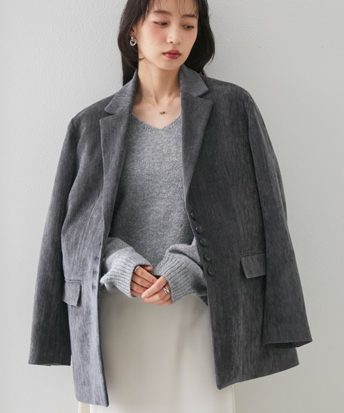 RANAN(ラナン)の「テーラードモールジャケット(テーラードジャケット・レディース・アイボリー/ブラウン/グレー・L/M/LL/S)」の16枚目の写真