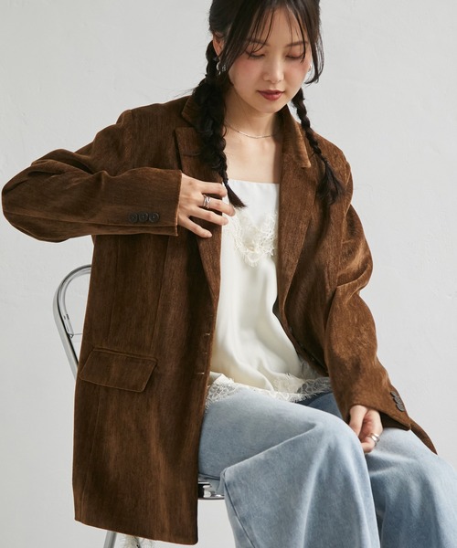 RANAN(ラナン)の「テーラードモールジャケット(テーラードジャケット・レディース・アイボリー/ブラウン/グレー・L/M/LL/S)」の20枚目の写真