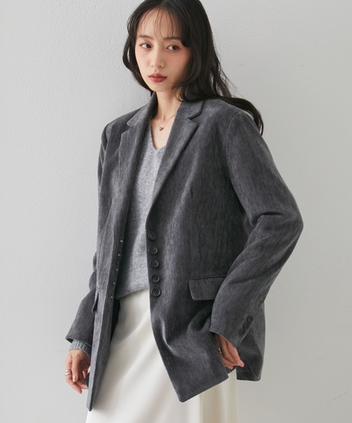 RANAN(ラナン)の「テーラードモールジャケット(テーラードジャケット・レディース・アイボリー/ブラウン/グレー・L/M/LL/S)」の22枚目の写真