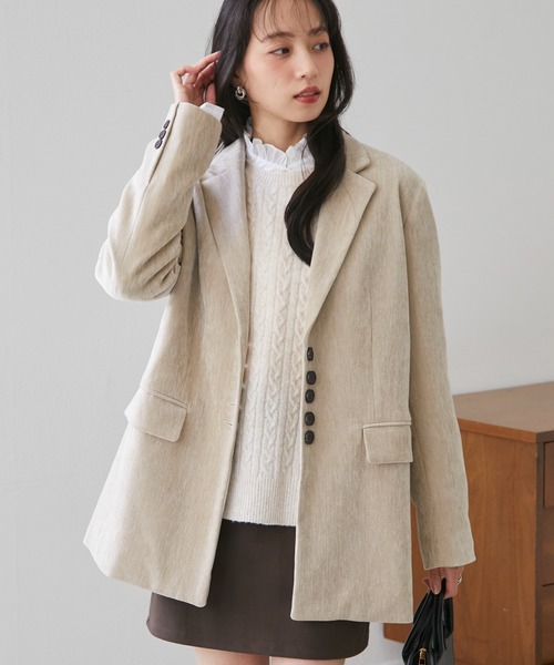 RANAN(ラナン)の「テーラードモールジャケット(テーラードジャケット・レディース・アイボリー/ブラウン/グレー・L/M/LL/S)」の21枚目の写真