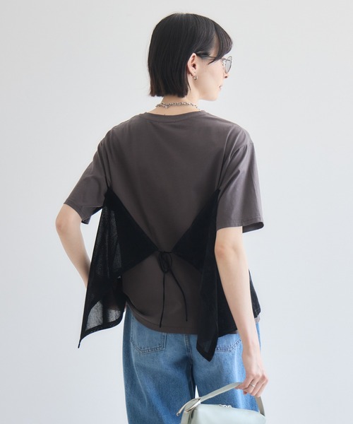 Paradise Picnic（パラダイスピクニック）の「ベロアキャミソールドッキングTシャツ（Tシャツ/カットソー・レディース・ブラック/ホワイト/チャコールグレー・FREE）」の2枚目の写真
