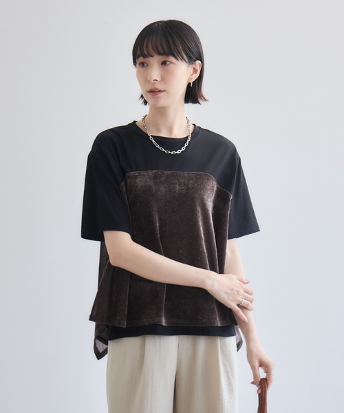 Paradise Picnic（パラダイスピクニック）の「ベロアキャミソールドッキングTシャツ（Tシャツ/カットソー・レディース・ブラック/ホワイト/チャコールグレー・FREE）」の22枚目の写真