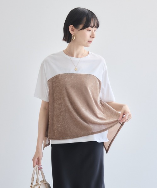 Paradise Picnic（パラダイスピクニック）の「ベロアキャミソールドッキングTシャツ（Tシャツ/カットソー・レディース・ブラック/ホワイト/チャコールグレー・FREE）」の4枚目の写真