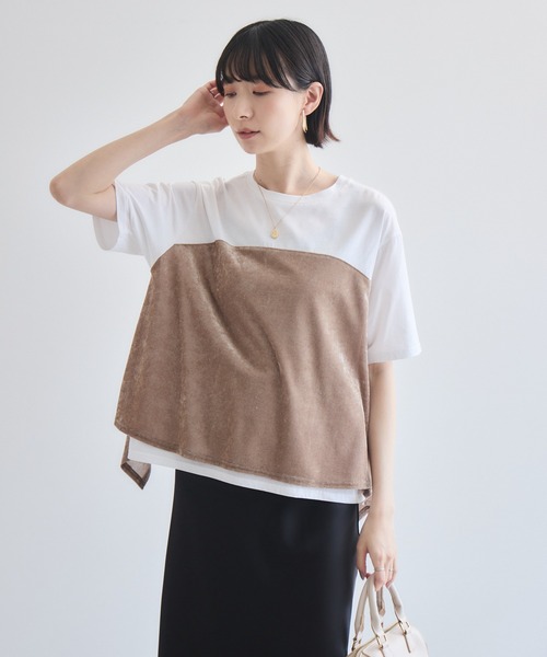 Paradise Picnic（パラダイスピクニック）の「ベロアキャミソールドッキングTシャツ（Tシャツ/カットソー・レディース・ブラック/ホワイト/チャコールグレー・FREE）」の5枚目の写真