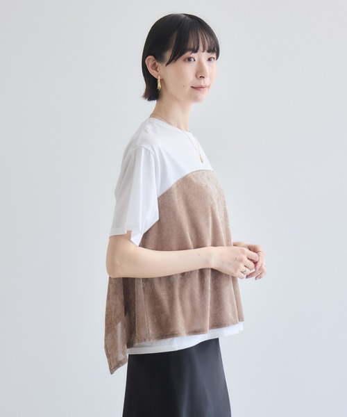 Paradise Picnic（パラダイスピクニック）の「ベロアキャミソールドッキングTシャツ（Tシャツ/カットソー・レディース・ブラック/ホワイト/チャコールグレー・FREE）」の7枚目の写真