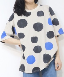 着心地GOOD!コットン100% ドット柄ビッグシルエット Tシャツ