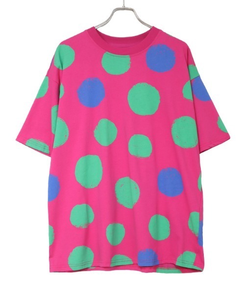 DISKEEN SURE（ディスキーンシュアー）の「着心地GOOD！コットン100% ドット柄ビッグシルエット Tシャツ（Tシャツ/カットソー・レディース・ベージュ/ブラック/ピンク・FREE）」の16枚目の写真