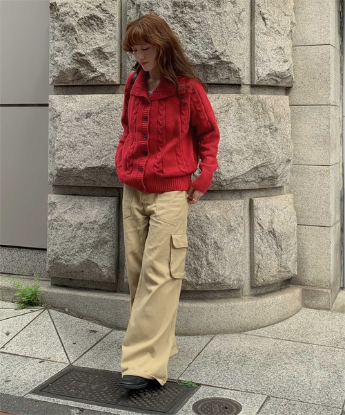 miette（ミエット）の「ハイネックランダムケーブルニットカーディガン（カーディガン/ボレロ・レディース・レッド/アイボリー/ネイビー・FREE）」の19枚目の写真