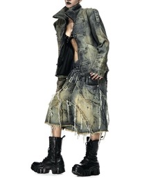 RICH（リッチ）の「【RICH】VAMP DIRT WASHED SHORT / 【RICH】ダーティーウォッシュアイレットダブルウエストダメージハーフパンツ（デニムパンツ）」