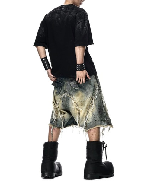 RICH(リッチ)の「【RICH】VAMP DIRT WASHED SHORT / 【RICH】ダーティーウォッシュアイレットダブルウエストダメージハーフパンツ(デニムパンツ・メンズ・ブルー・01/02)」の5枚目の写真