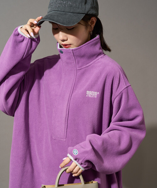 FREAK'S STORE(フリークスストア)の「限定展開 DISCUS ATHLETIC × FREAK'S STORE/ディスカスアスレチック 別注 配色 フリース ジップ ワンピース(ワンピース・レディース・ネイビー/パープル/ブラック/ライトグレー/ブラウン・フリ-)」の5枚目の写真
