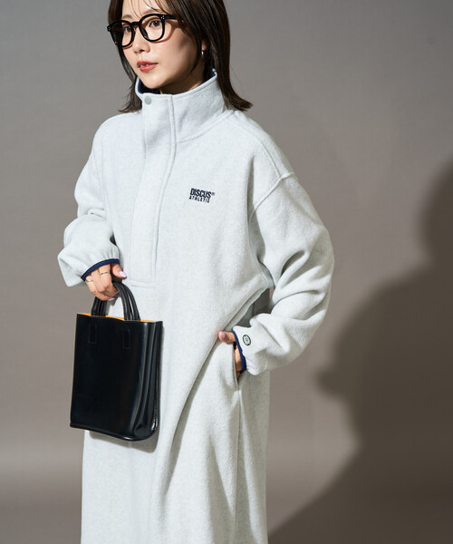 FREAK'S STORE(フリークスストア)の「限定展開 DISCUS ATHLETIC × FREAK'S STORE/ディスカスアスレチック 別注 配色 フリース ジップ ワンピース(ワンピース・レディース・ネイビー/パープル/ブラック/ライトグレー/ブラウン・フリ-)」の2枚目の写真