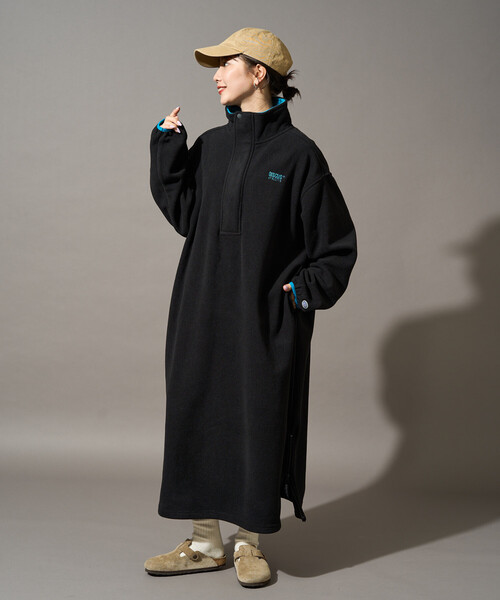 FREAK'S STORE(フリークスストア)の「限定展開 DISCUS ATHLETIC × FREAK'S STORE/ディスカスアスレチック 別注 配色 フリース ジップ ワンピース(ワンピース・レディース・ネイビー/パープル/ブラック/ライトグレー/ブラウン・フリ-)」の1枚目の写真