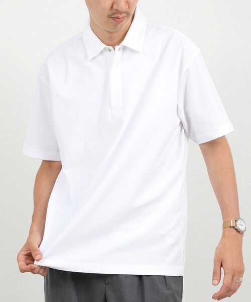 NOLLEY’S(ノーリーズ)の「【BECシリーズ】《ビジカジ対応》トリコットP/Oシャツ 26SS(ポロシャツ・メンズ・ライトグレー/ネイビー/ホワイト・XL/L/M/S)」の2枚目の写真