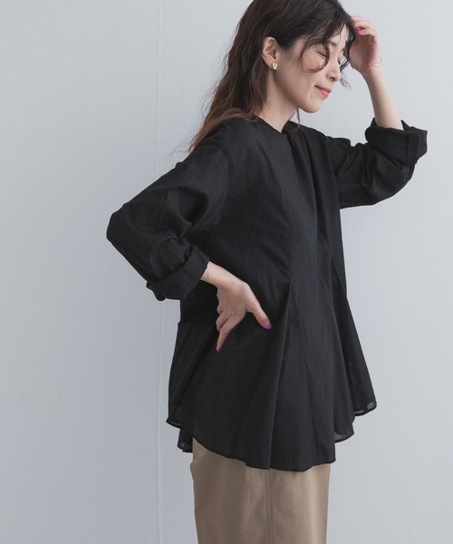 URBAN RESEARCH DOORS(アーバンリサーチドアーズ)の「ボイルマチ切替フレアブラウス(シャツ/ブラウス・レディース・ブラック/オフホワイト・FREE)」の2枚目の写真