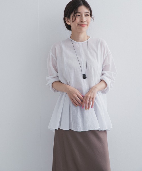 URBAN RESEARCH DOORS(アーバンリサーチドアーズ)の「ボイルマチ切替フレアブラウス(シャツ/ブラウス・レディース・ブラック/オフホワイト・FREE)」の6枚目の写真