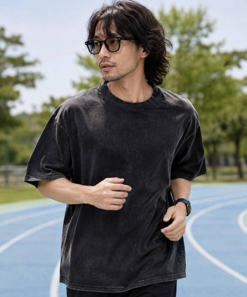 KAMINARI_TOKIO（カミナリトキオ）の「ピグメント加工Tシャツ（Tシャツ/カットソー・レディース・チャコールグレー/ブラック/ブラウン/カーキ/グレー系・FREE）」の6枚目の写真