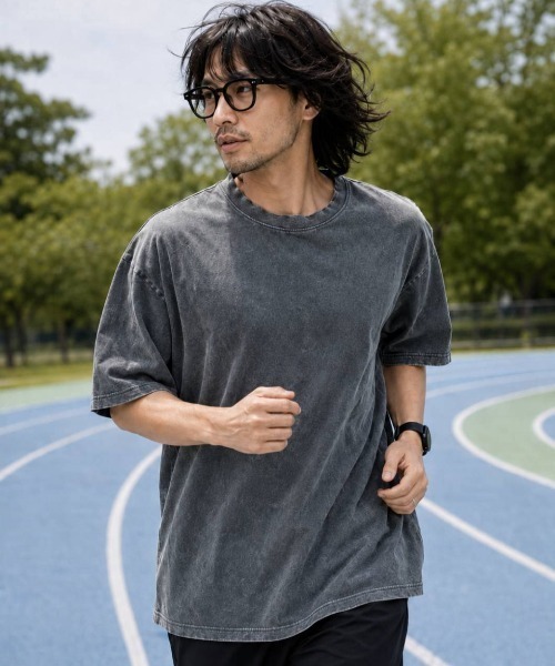 KAMINARI_TOKIO（カミナリトキオ）の「ピグメント加工Tシャツ（Tシャツ/カットソー・レディース・チャコールグレー/ブラック/ブラウン/カーキ/グレー系・FREE）」の10枚目の写真