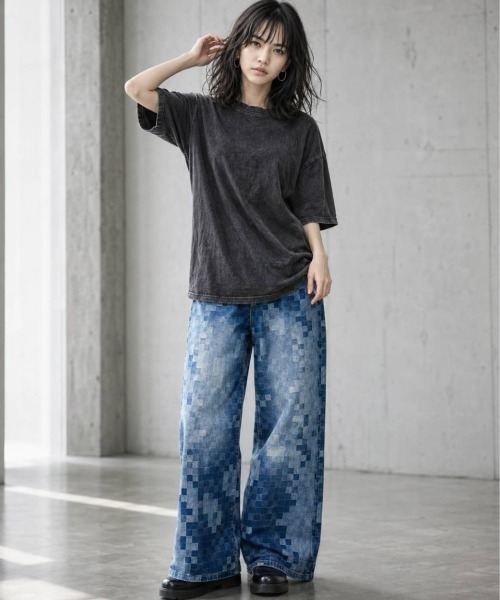 KAMINARI_TOKIO（カミナリトキオ）の「ピグメント加工Tシャツ（Tシャツ/カットソー・レディース・チャコールグレー/ブラック/ブラウン/カーキ/グレー系・FREE）」の14枚目の写真