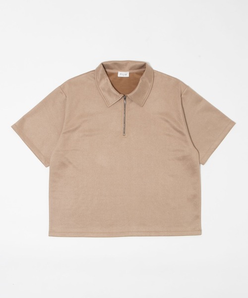 BROWNY（ブラウニー）の「BROWNY/【26年春夏新作】フェイクスウェードハーフZIPT（Tシャツ/カットソー・メンズ・ベージュ/チャコールグレー・MEDIUM/LARGE）」の14枚目の写真