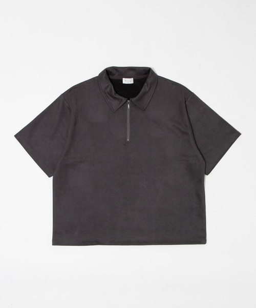 BROWNY（ブラウニー）の「BROWNY/【26年春夏新作】フェイクスウェードハーフZIPT（Tシャツ/カットソー・メンズ・ベージュ/チャコールグレー・MEDIUM/LARGE）」の15枚目の写真
