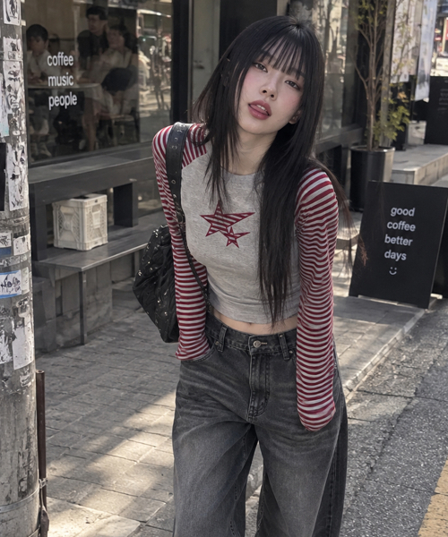 KKEEE（ケーケーイーイー）の「ドロップスター ナグラン 長袖Tシャツ(2色)（Tシャツ/カットソー・レディース・ワイン/チャコール・FREE）」の7枚目の写真