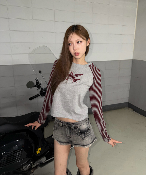 KKEEE（ケーケーイーイー）の「ドロップスター ナグラン 長袖Tシャツ(2色)（Tシャツ/カットソー・レディース・ワイン/チャコール・FREE）」の5枚目の写真