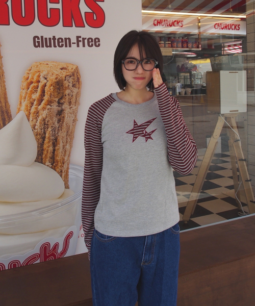 KKEEE（ケーケーイーイー）の「ドロップスター ナグラン 長袖Tシャツ(2色)（Tシャツ/カットソー・レディース・ワイン/チャコール・FREE）」の9枚目の写真