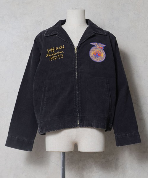 HOUSTON(ヒューストン)の「HOUSTON ヒューストン WASHED CORDUROY FFA JACKET / ウォッシュド コーデュロイ チェーンステッチ ロゴ FFA 刺繍 ファーマーズジャケット(ブルゾン・メンズ・ネイビー/ブラック/ブラウン・XL/L/M)」の5枚目の写真
