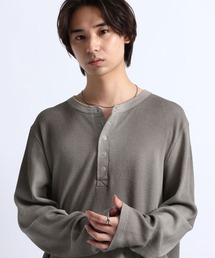 RAGEBLUE | SPRAY DYED WAFFLE HENLEY T-SHIRT/スプレー加工ワッフルヘンリーTシャツ(Tシャツ/カットソー)